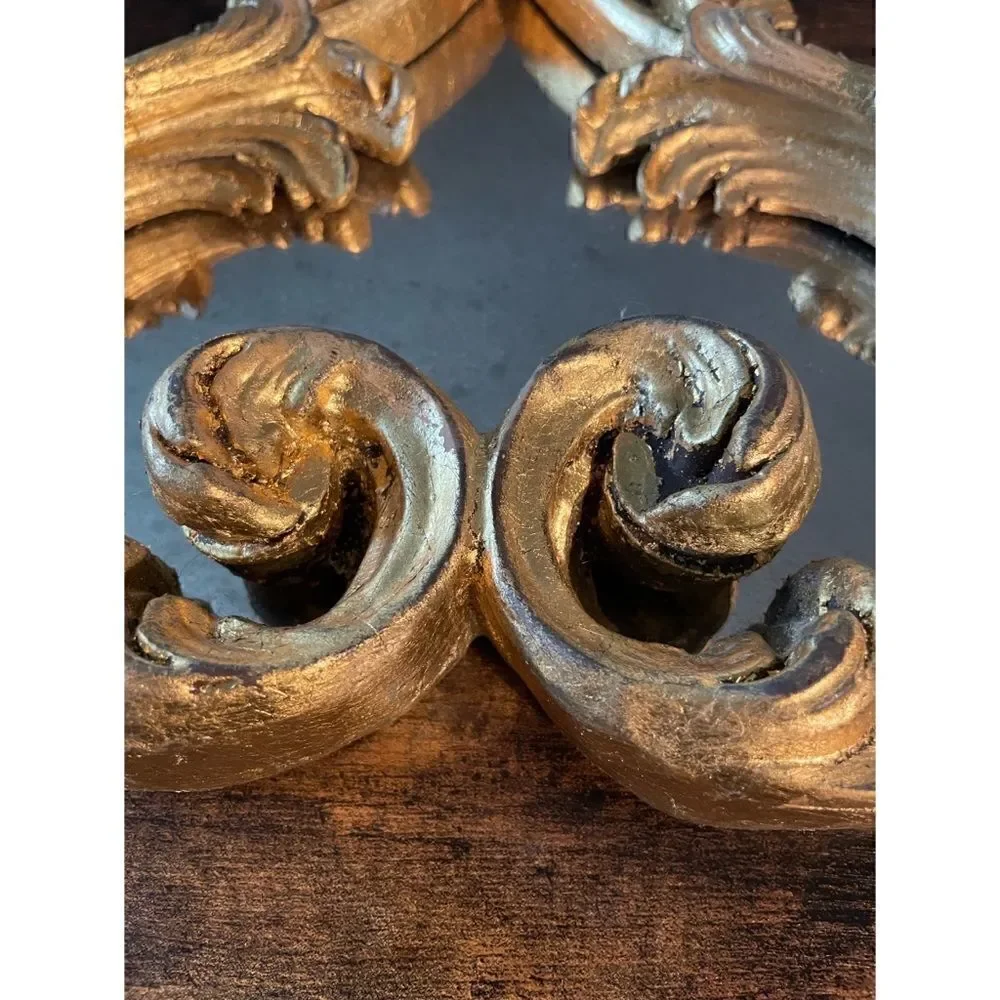 Vintage Italian Florentine Handmade Painted gold Wood mirror from Venice